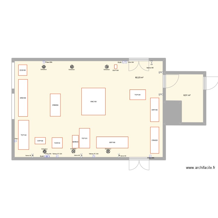 C007. Plan de 3 pièces et 92 m2