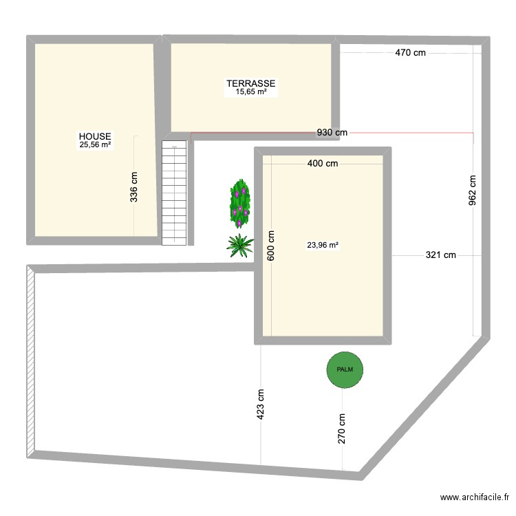 Piscine Pal 11 II. Plan de 3 pièces et 65 m2