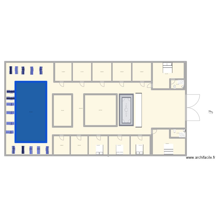 hotel. Plan de 18 pièces et 693 m2