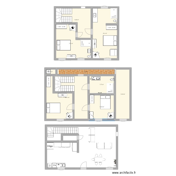 Maison 130m² plan à rénover_oct24_bis. Plan de 9 pièces et 120 m2