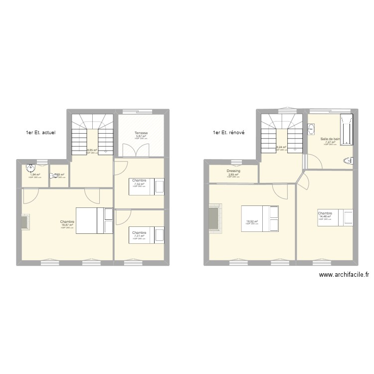 Réno Maison Nogent 1er etage. Plan de 12 pièces et 103 m2