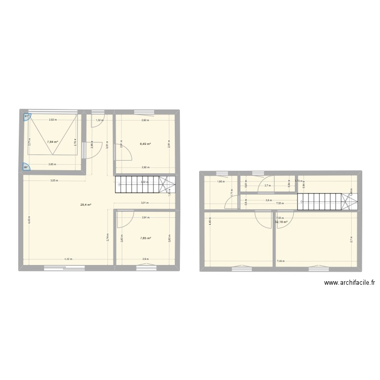 Essai. Plan de 5 pièces et 85 m2