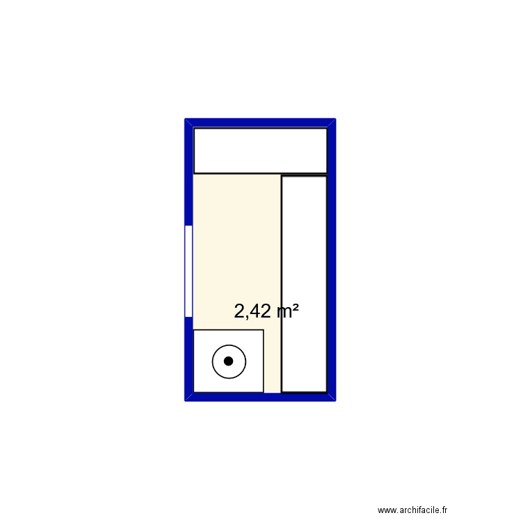 cafernio. Plan de 1 pièce et 2 m2