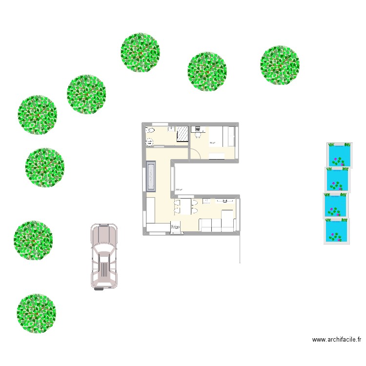 Chalet Lac gosselin. Plan de 2 pièces et 40 m2