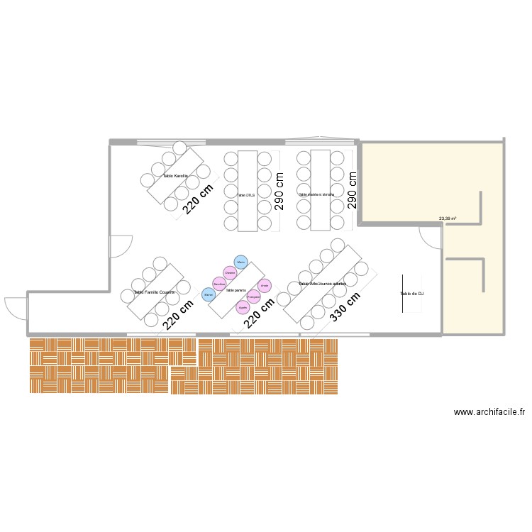 Mariage 1er test. Plan de 1 pièce et 23 m2