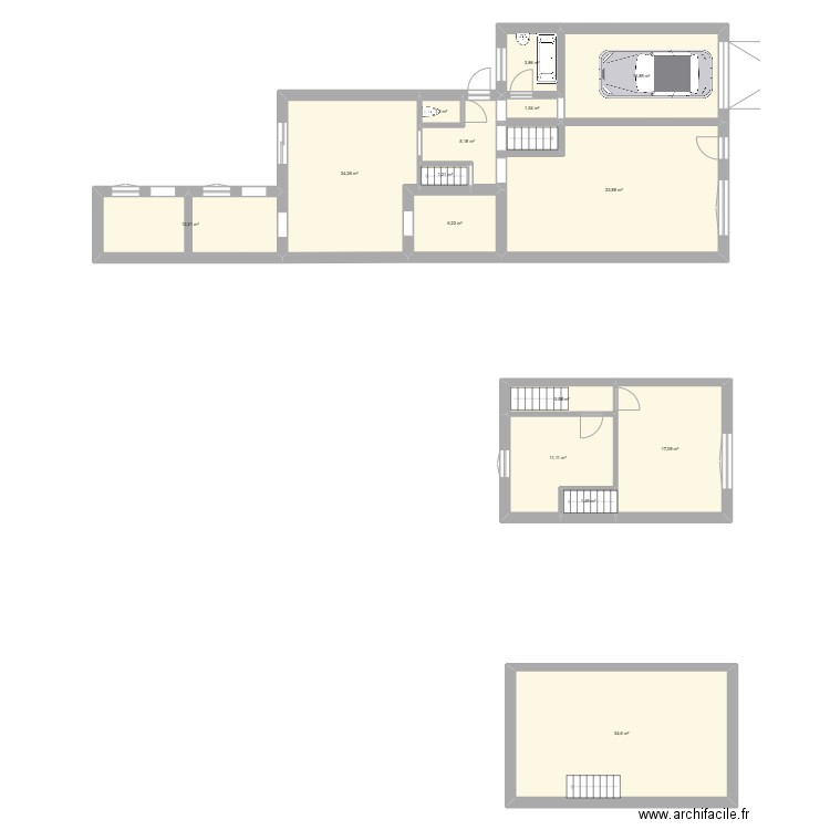 Maison Sequedin. Plan de 15 pièces et 174 m2