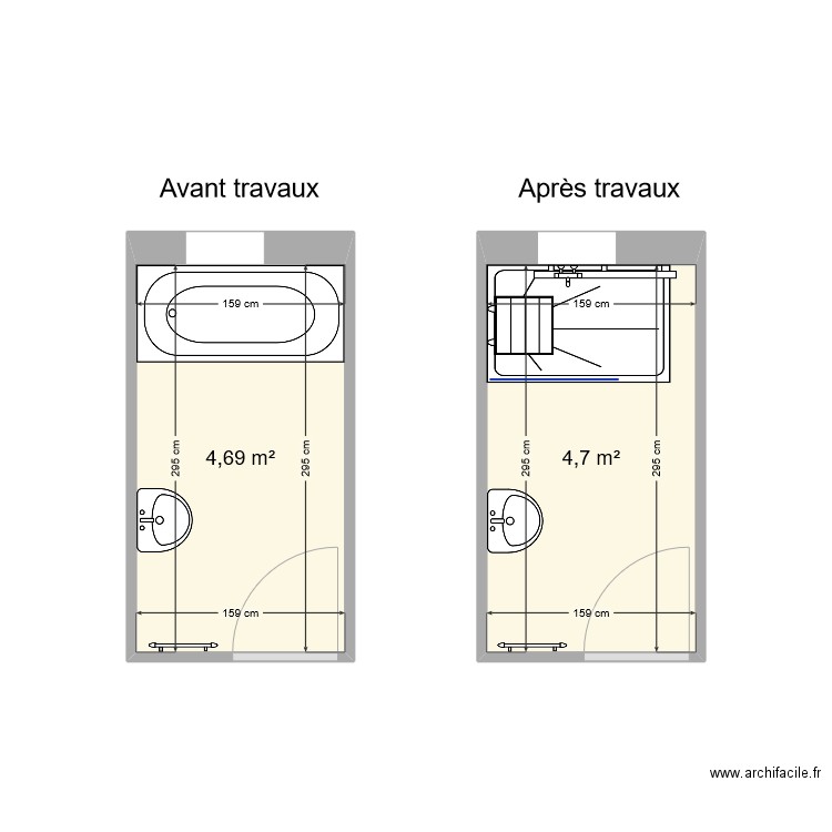 ARZALIER. Plan de 2 pièces et 9 m2