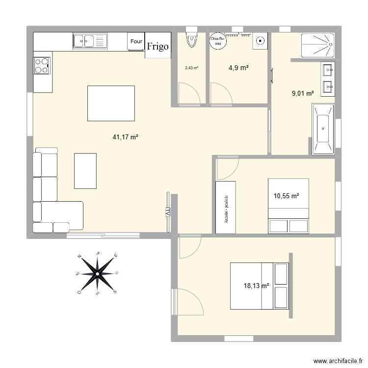 MAISON TARGON. Plan de 6 pièces et 86 m2