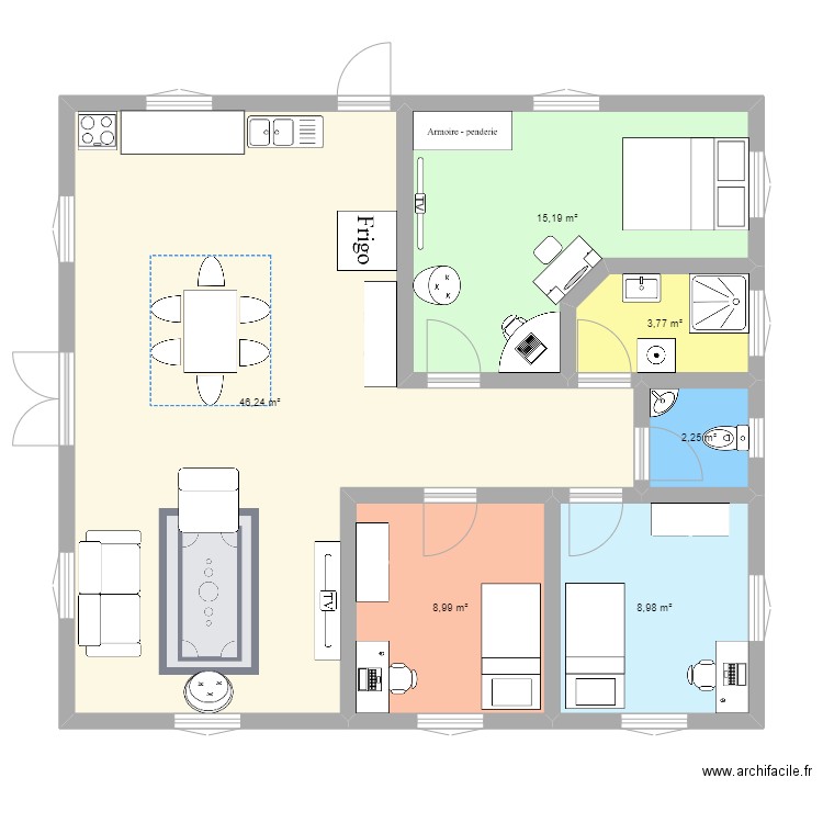 Isahafa. Plan de 6 pièces et 85 m2