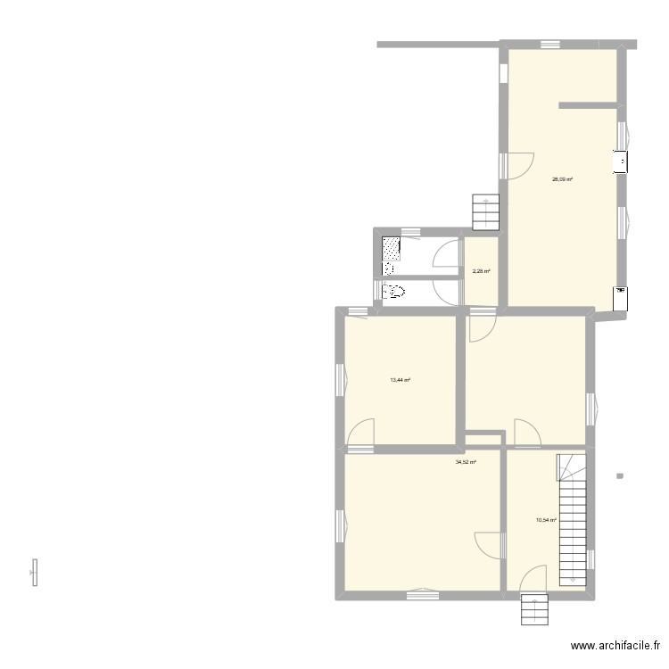 carspa. Plan de 5 pièces et 87 m2