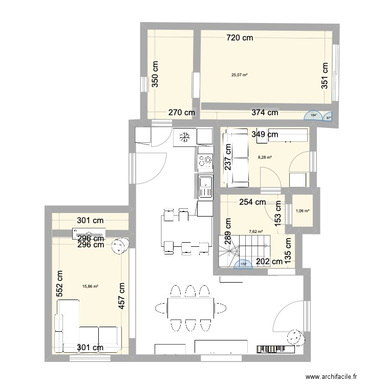 maison . Plan de 5 pièces et 58 m2