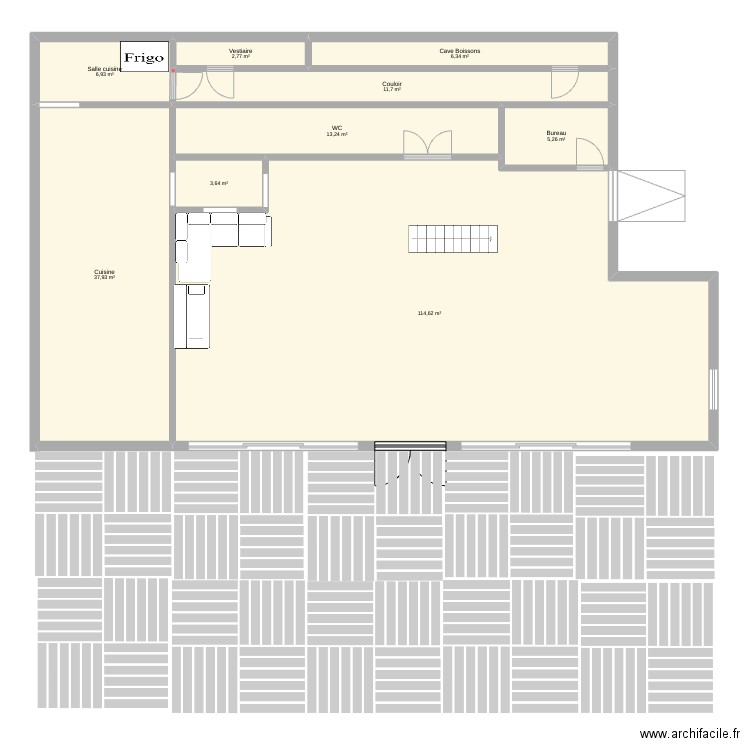 Restau type chunga. Plan de 9 pièces et 202 m2