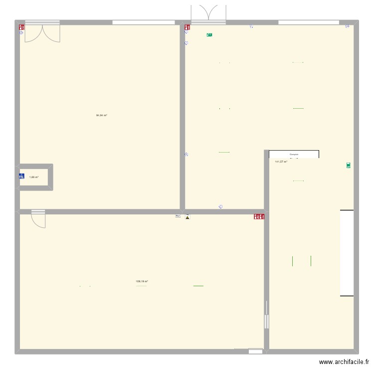 naintre. Plan de 4 pièces et 347 m2