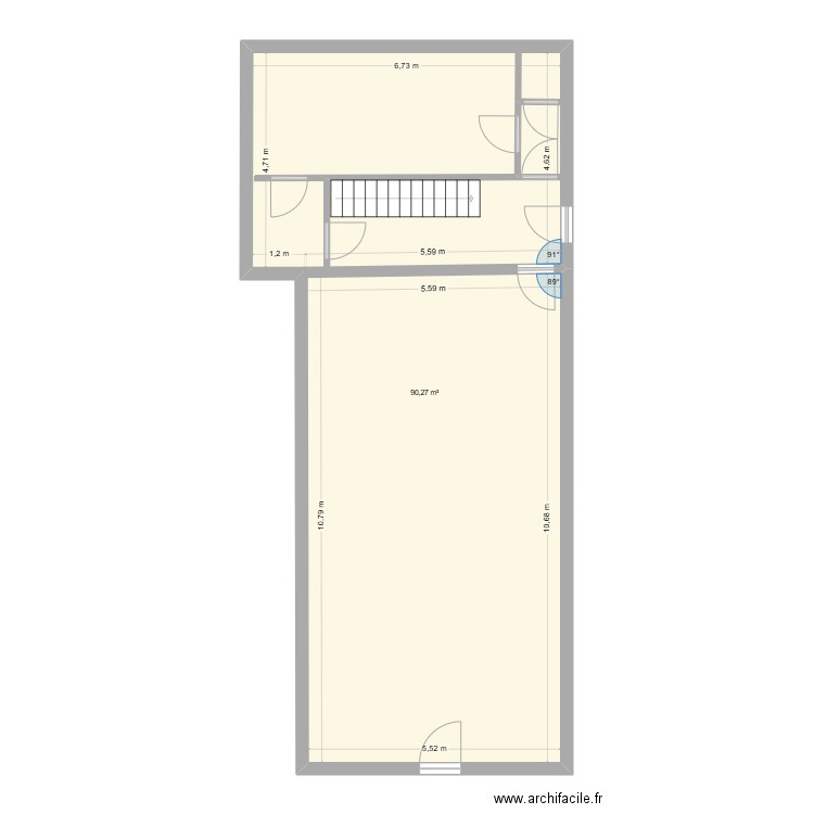 LE FRANCOBELGE. Plan de 1 pièce et 90 m2