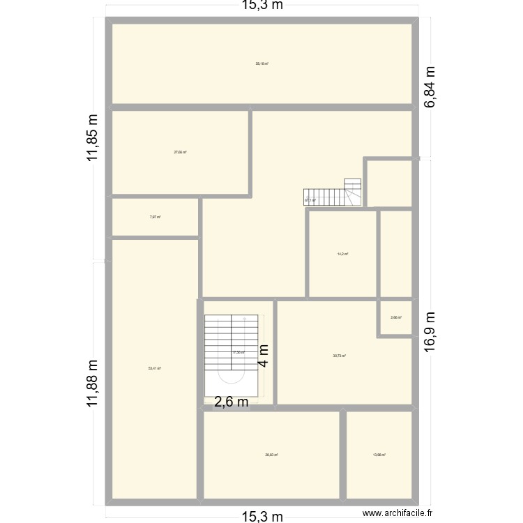 essai 1. Plan de 11 pièces et 322 m2