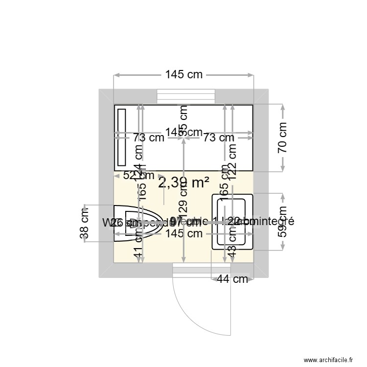 Dent D'Oche 8, Grandvaux, salle de douche rez sup. Plan de 1 pièce et 2 m2