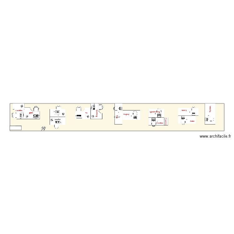 Pôle Exécution. Plan de 1 pièce et 61 m2