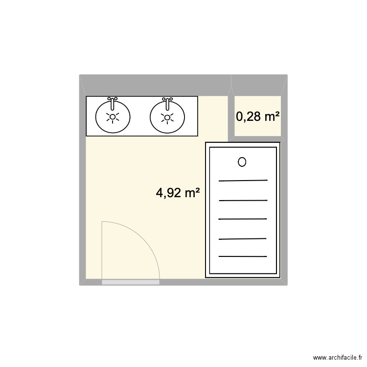 salle de bain. Plan de 2 pièces et 5 m2