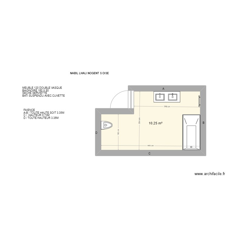 NABIL. Plan de 1 pièce et 10 m2