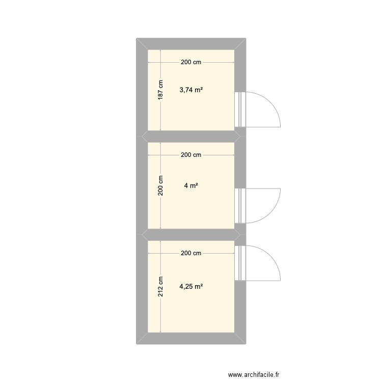 Plan 2 - Cuisine. Plan de 3 pièces et 12 m2