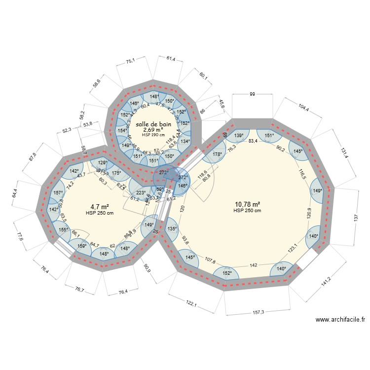 kerterre 2. Plan de 3 pièces et 18 m2