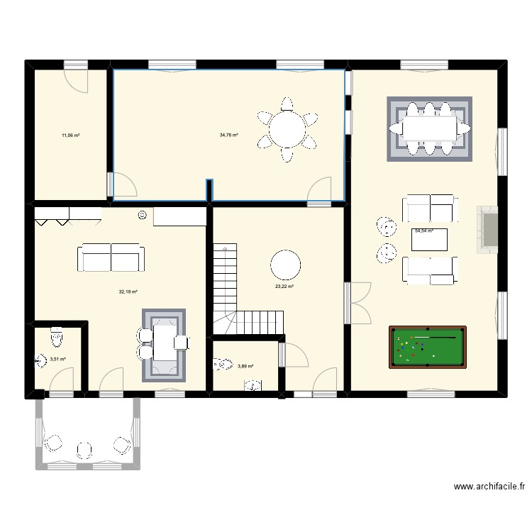 rez. Plan de 7 pièces et 163 m2