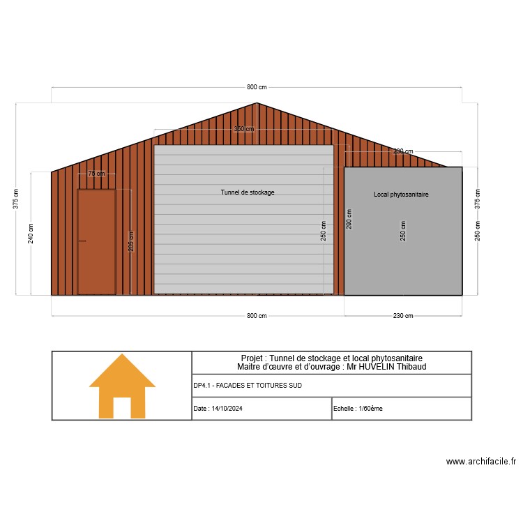 Façade et toiture tunnel sud. Plan de 0 pièce et 0 m2