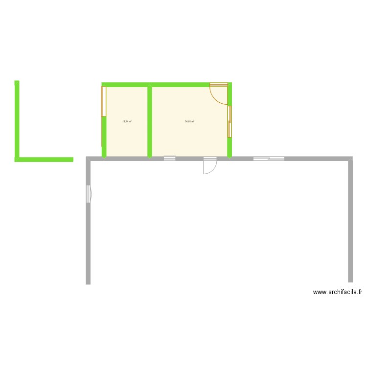 carport 1. Plan de 2 pièces et 37 m2