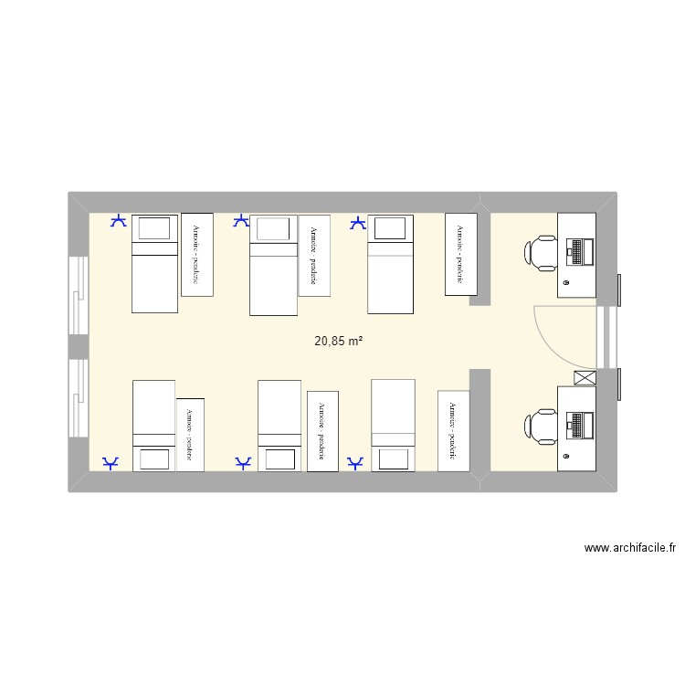 internat lucas a. Plan de 1 pièce et 21 m2