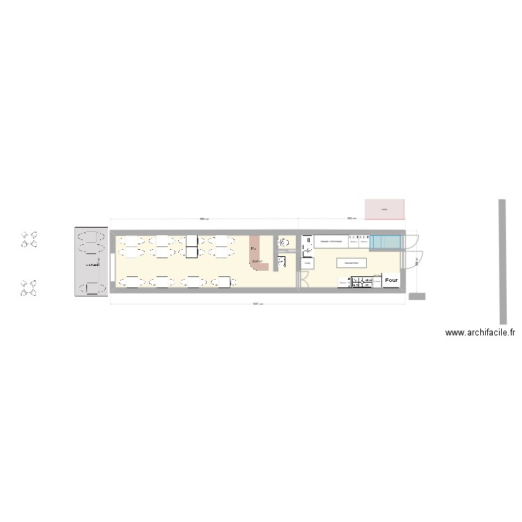 Restau Demi v5. Plan de 1 pièce et 41 m2