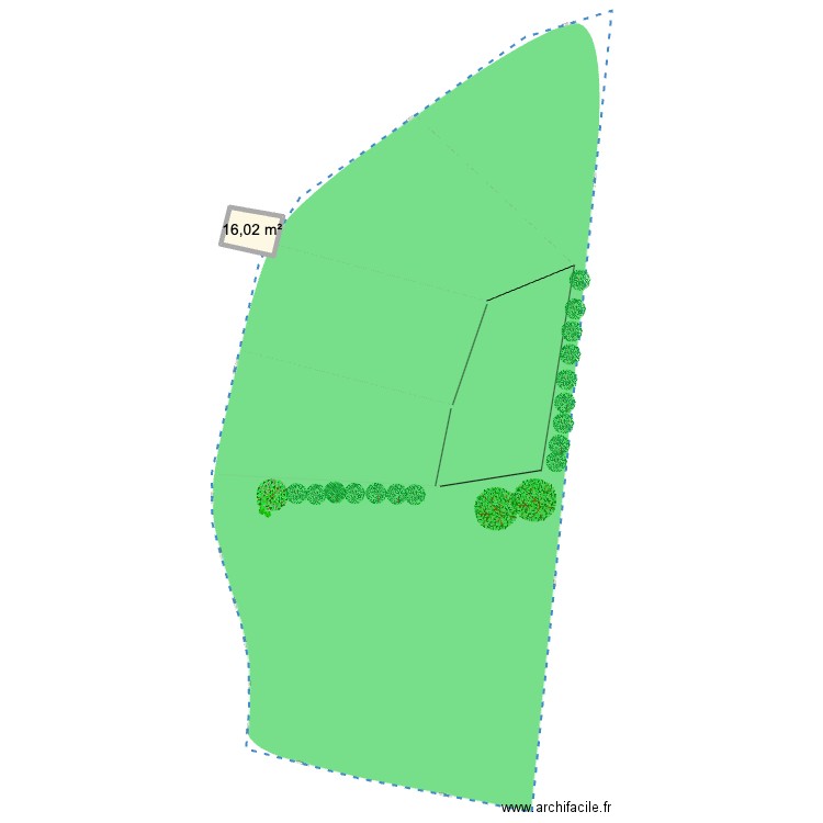 terrain le menon. Plan de 2 pièces et 32 m2