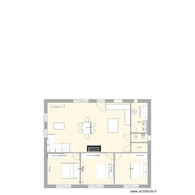 plan 1. Plan de 5 pièces et 110 m2