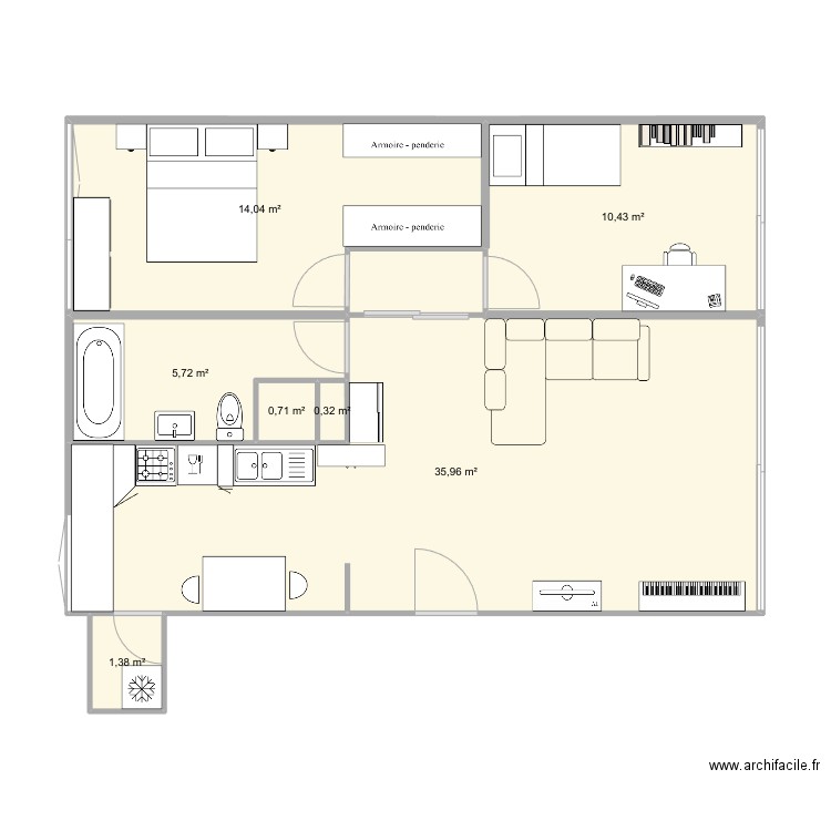 Dpto 3. Plan de 6 pièces et 69 m2