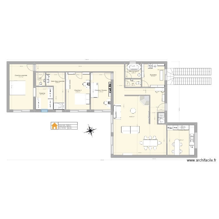 MAISON 2. Plan de 12 pièces et 153 m2