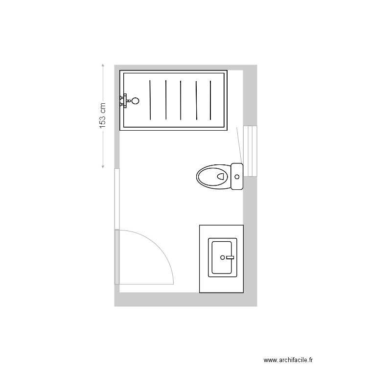 Marsault vers. Douche. Plan de 1 pièce et 6 m2