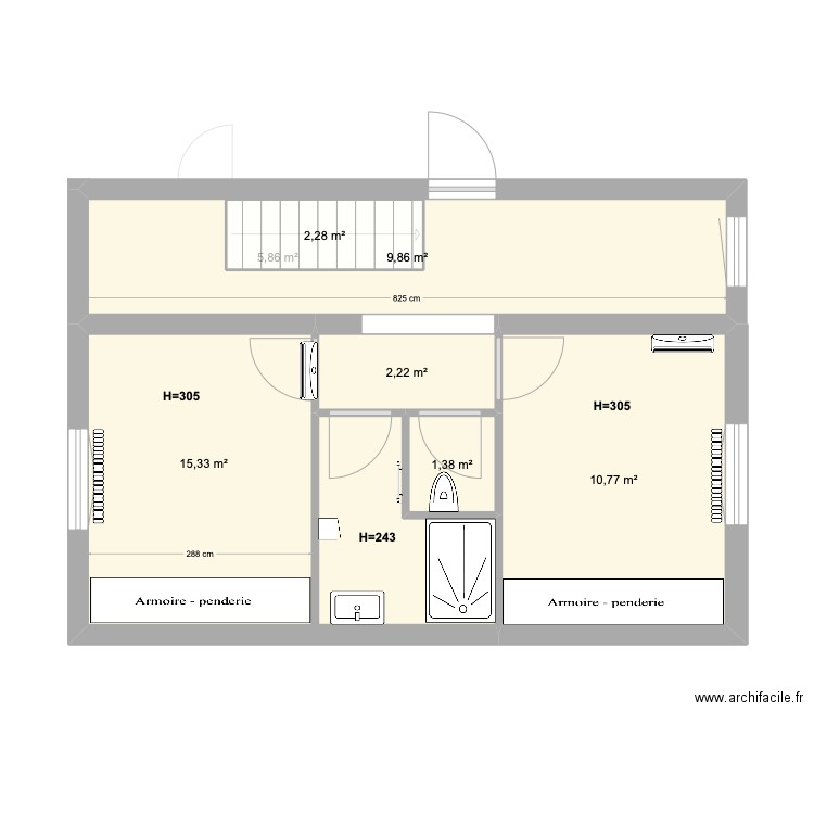 EXISTANT DESARANAUTS ETAGE . Plan de 12 pièces et 86 m2