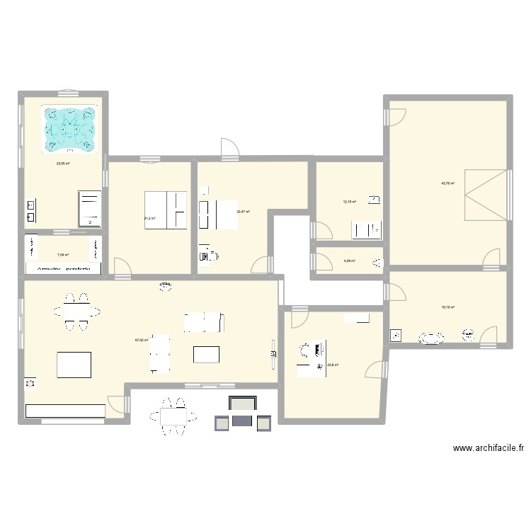 phenix. Plan de 10 pièces et 245 m2