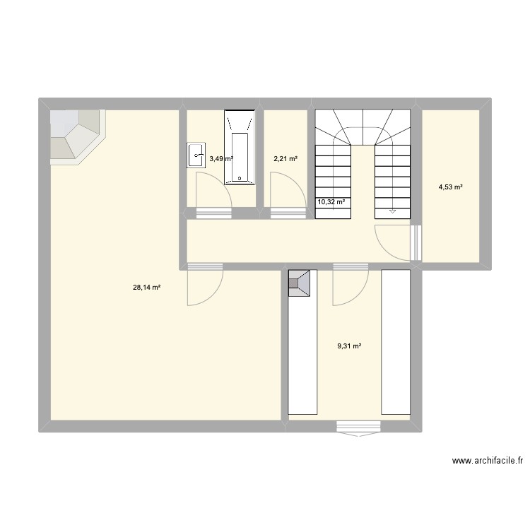 bas maison Sallanches. Plan de 6 pièces et 58 m2