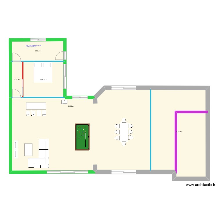 extension vendegies. Plan de 5 pièces et 168 m2