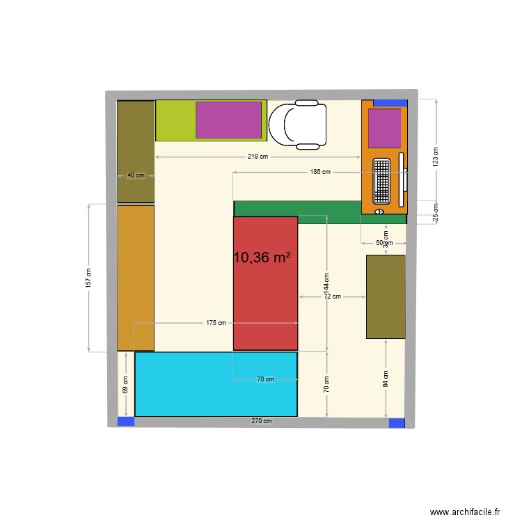 Mssalah 006. Plan de 1 pièce et 10 m2