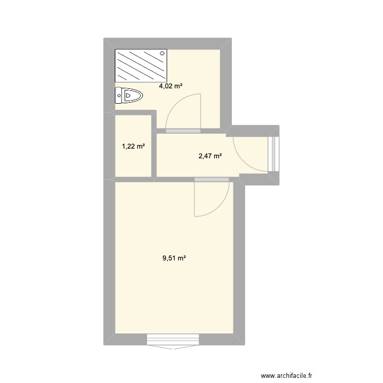 PARIS 0. Plan de 4 pièces et 17 m2