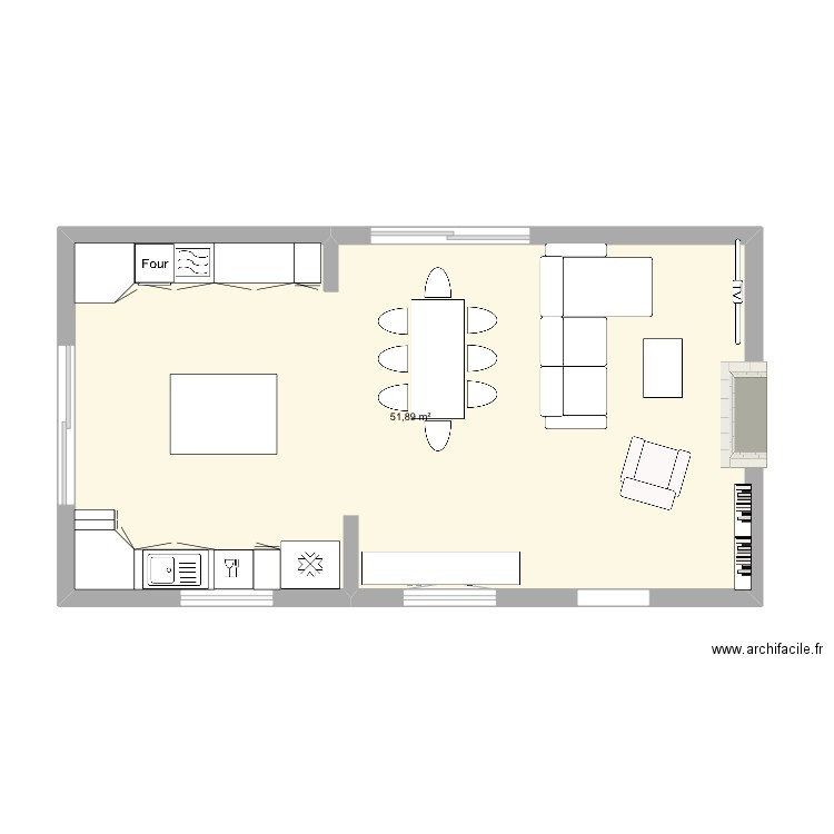 'Vallon. Plan de 1 pièce et 52 m2