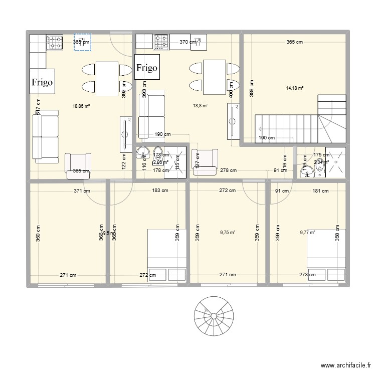 CASA25 2. DO PISO. Plan de 8 pièces et 95 m2