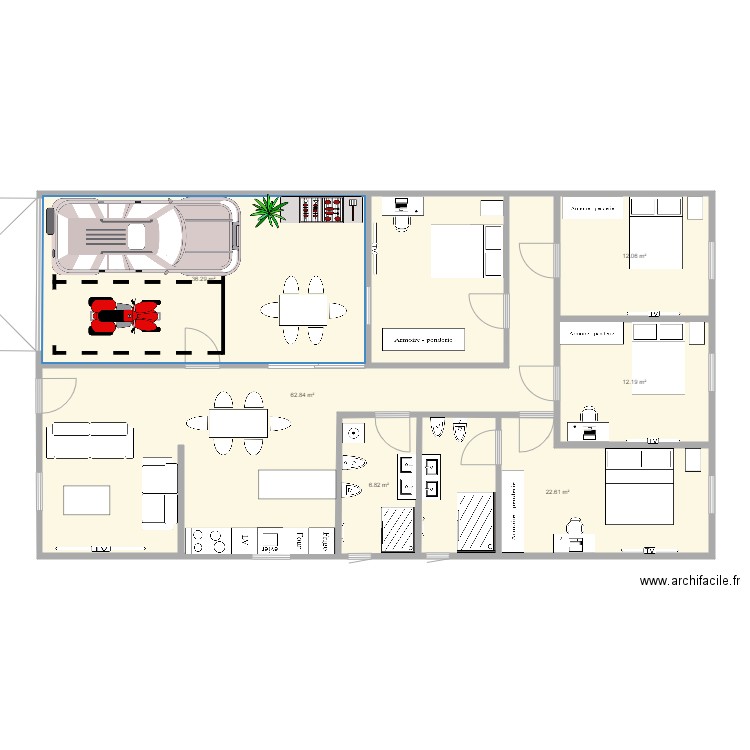 maison espagne coloque. Plan de 6 pièces et 153 m2