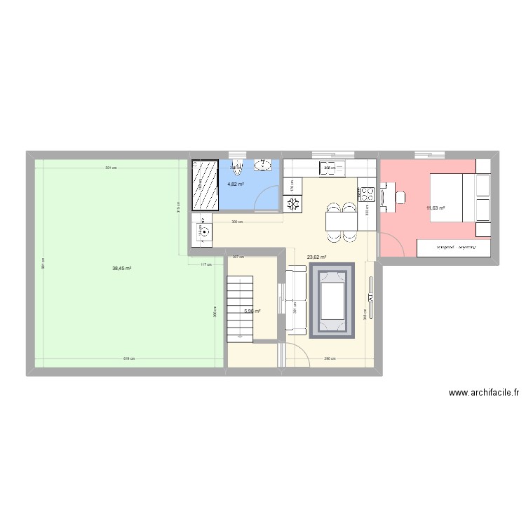 stah. Plan de 5 pièces et 84 m2