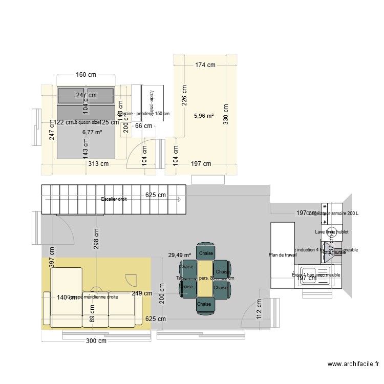 espagne salon. Plan de 3 pièces et 42 m2