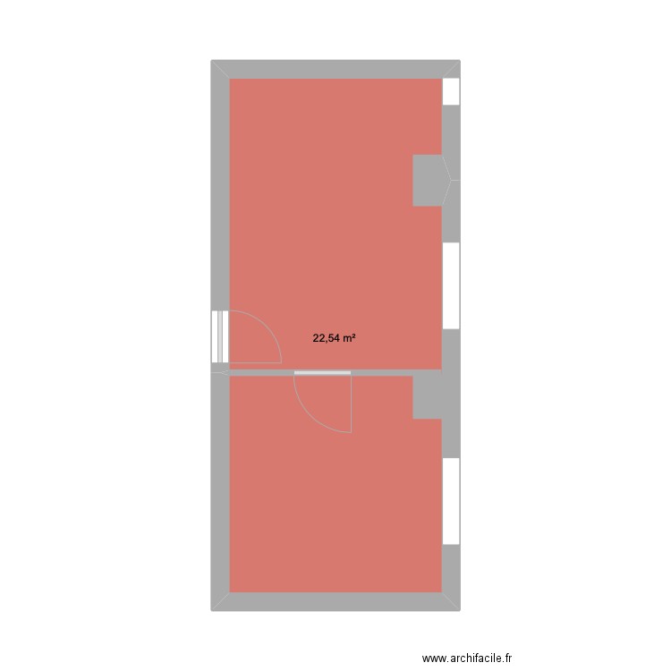 RDC cuisine Casa Aqui. Plan de 1 pièce et 23 m2