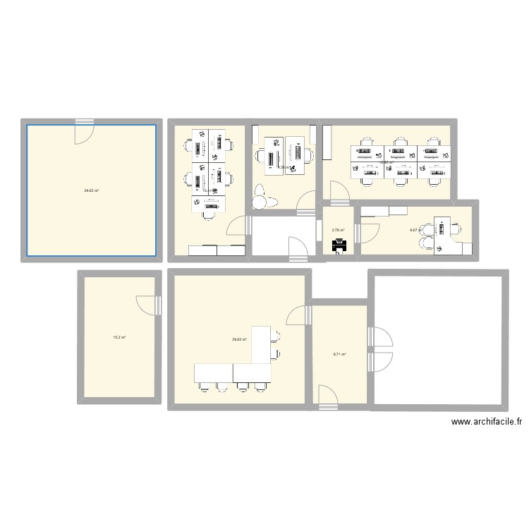 Salle réunion/pause Sillon. Plan de 9 pièces et 140 m2