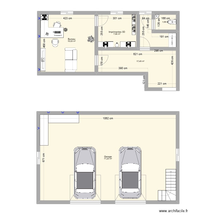 Garage Extension. Plan de 5 pièces et 117 m2