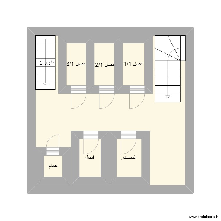 كروكي طابق 3. Plan de 7 pièces et 27 m2